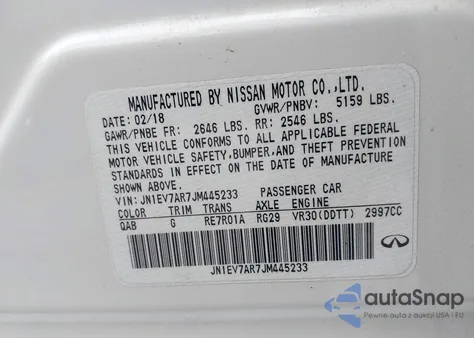 2018 Infiniti Q50 3.0T Luxe from USA, damaged, VIN JN1EV7AR7JM445233